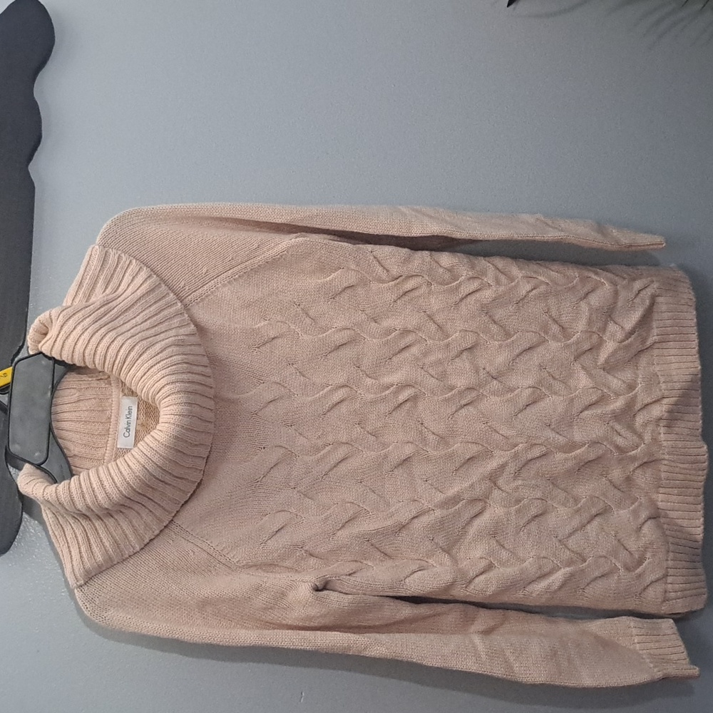 Calvin Klein Chunky Knit Turtleneck Cottage Sweater PTP: 18.5"-24" Length:27"